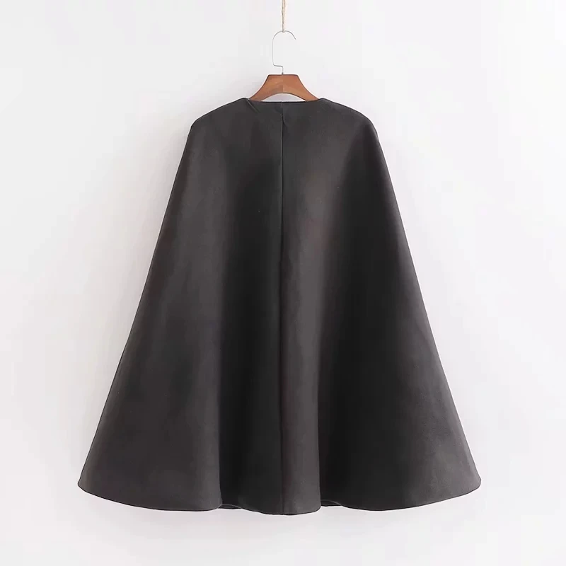 Autumn black Cloak Trench Coat women long sleeve Poncho Coat winter Elegant loose Cape Outwears