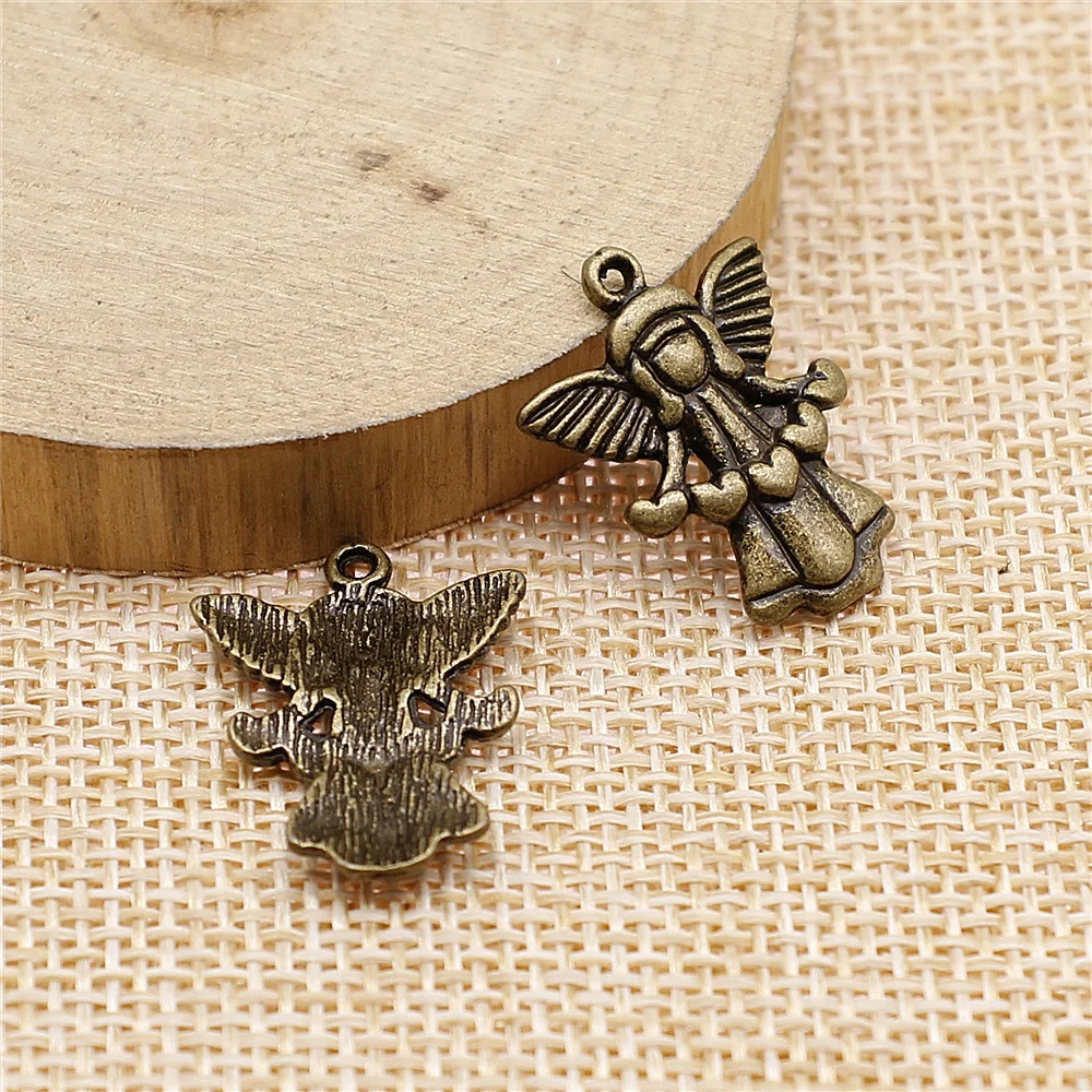 

Wholesale 120pcs/bag 22x16mm Heart Angel Charm Pendant DIY Jewelry Findings Antique Bronze Color