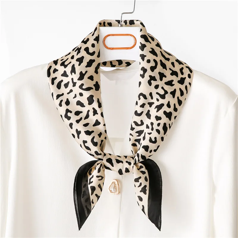 

50cm Leopard Print silk Scarf Spring Summer Professional Small Square Scarf Female Decorative Neckerchief