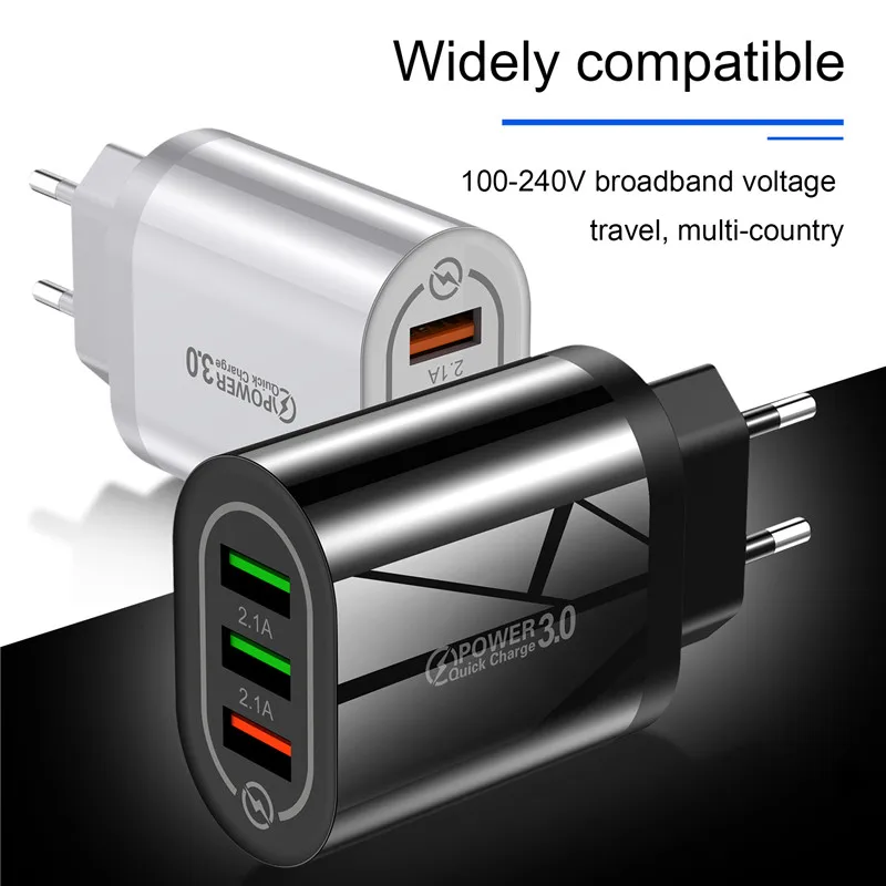 USLION 5 в 3 А USB зарядное устройство для iPhone X 8 7 3 порта быстрое настенное зарядное устройство EU/US переходник для samsung S9 Xiaomi зарядное устройство для мобильного телефона