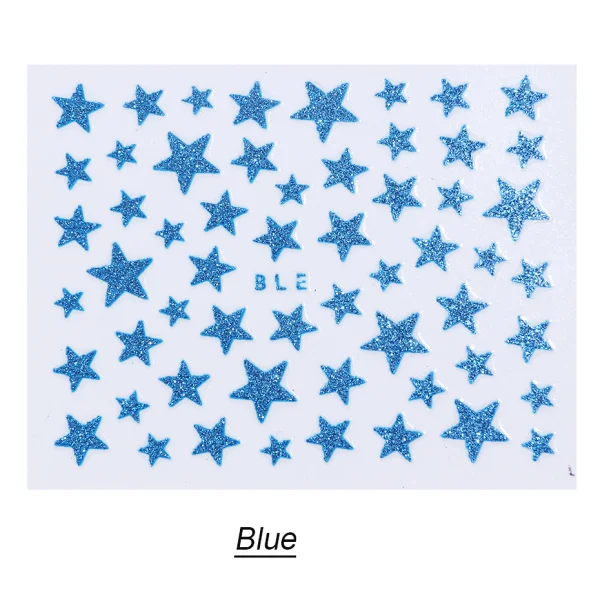 1 шт. 3D звезды наклейки для ногтей и наклейки Блестящий глянцевый золотистый Серебристый Черный клей слайдер фольги Маникюр DIY рождественские украшения CHNC132 - Цвет: Синий
