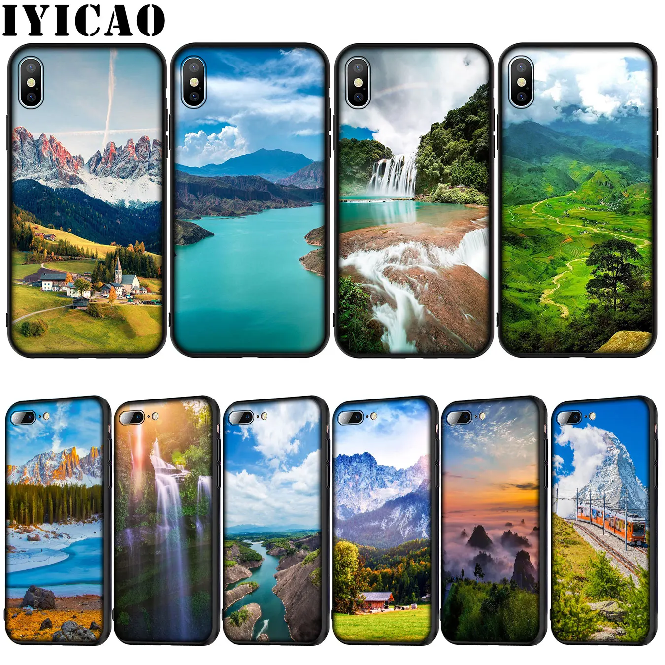 IYICAO Alps естественный вид Мягкий силиконовый чехол для iPhone 12 мини XR X XS 11 Pro Max 10 6 6S 7 8