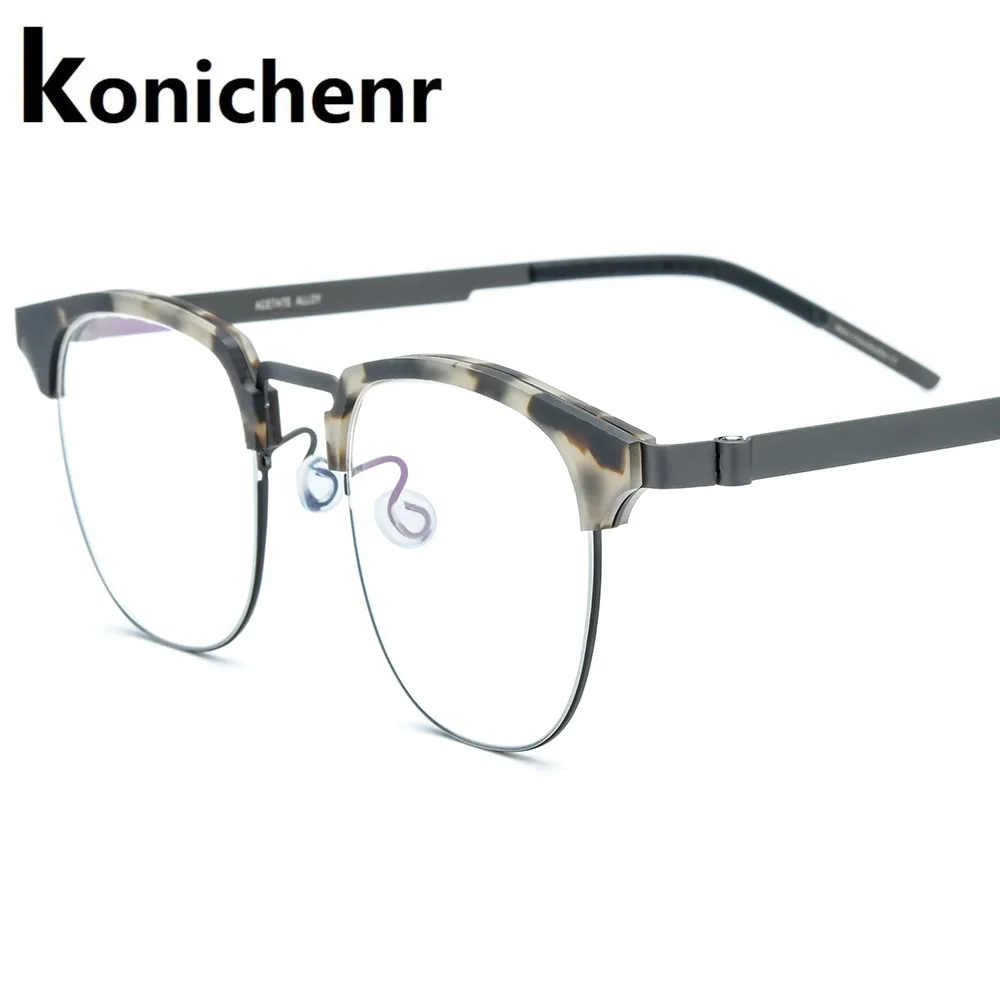 

Konichenr Titanium Alloy Eye glasses Frames for Men Optical Myopia Prescription Eyeglass Frame Women Screwless Eyewear 28627