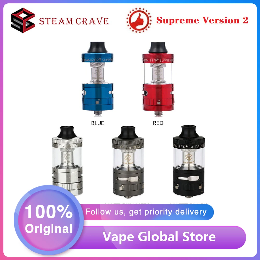 

Original Steam Crave Aromamizer Supreme Version 2 RDTA Tank Atomizer 5ml Top-fill Airflow E-cigarette Tank Steam Crave atomizer