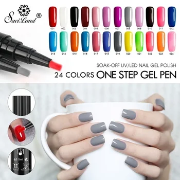 

One Step 3 in 1 Nail Gel pen Polish UV LED Soak Off Nail Art Varnish Pen Hybrid Long Lasting Gel Paint 24Colors optional