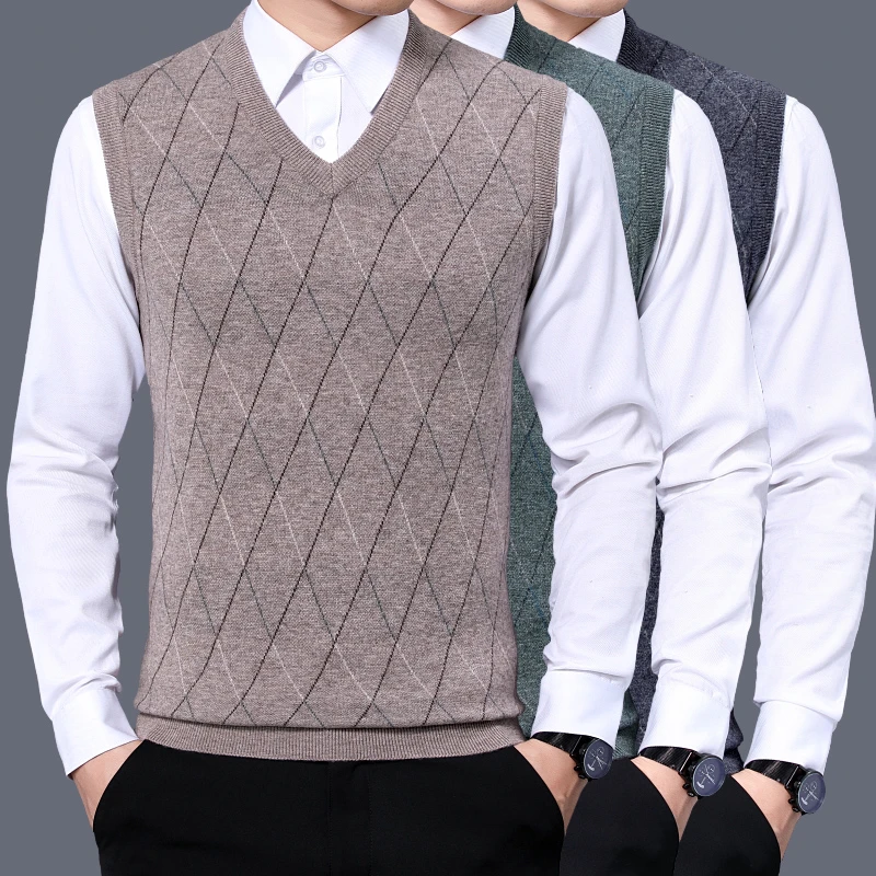 Camiseta Sin Manga De Lino Y Algodón Cuello En V Para Hombre