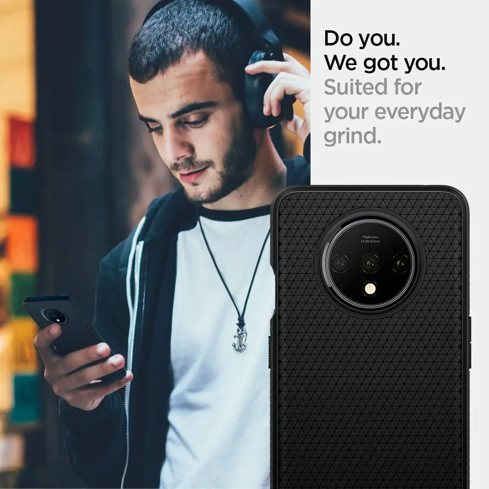 Spigen OnePlus 7 T/7 T Pro Чехол жидкий воздух мягкий тонкий облегающий легкий Противоскользящий матовый черный чехол s