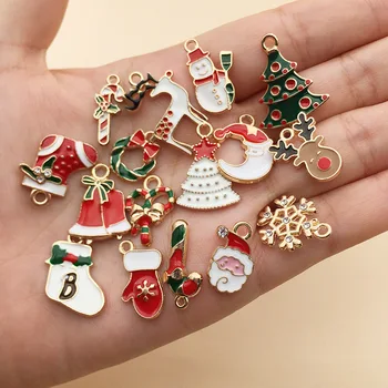

30Pcs/lot Mixed Enamel Charms Santa Moon Snowflake Christmas Alloy Pendant For Jewelry Making Trinket Accessories Diy Supplies