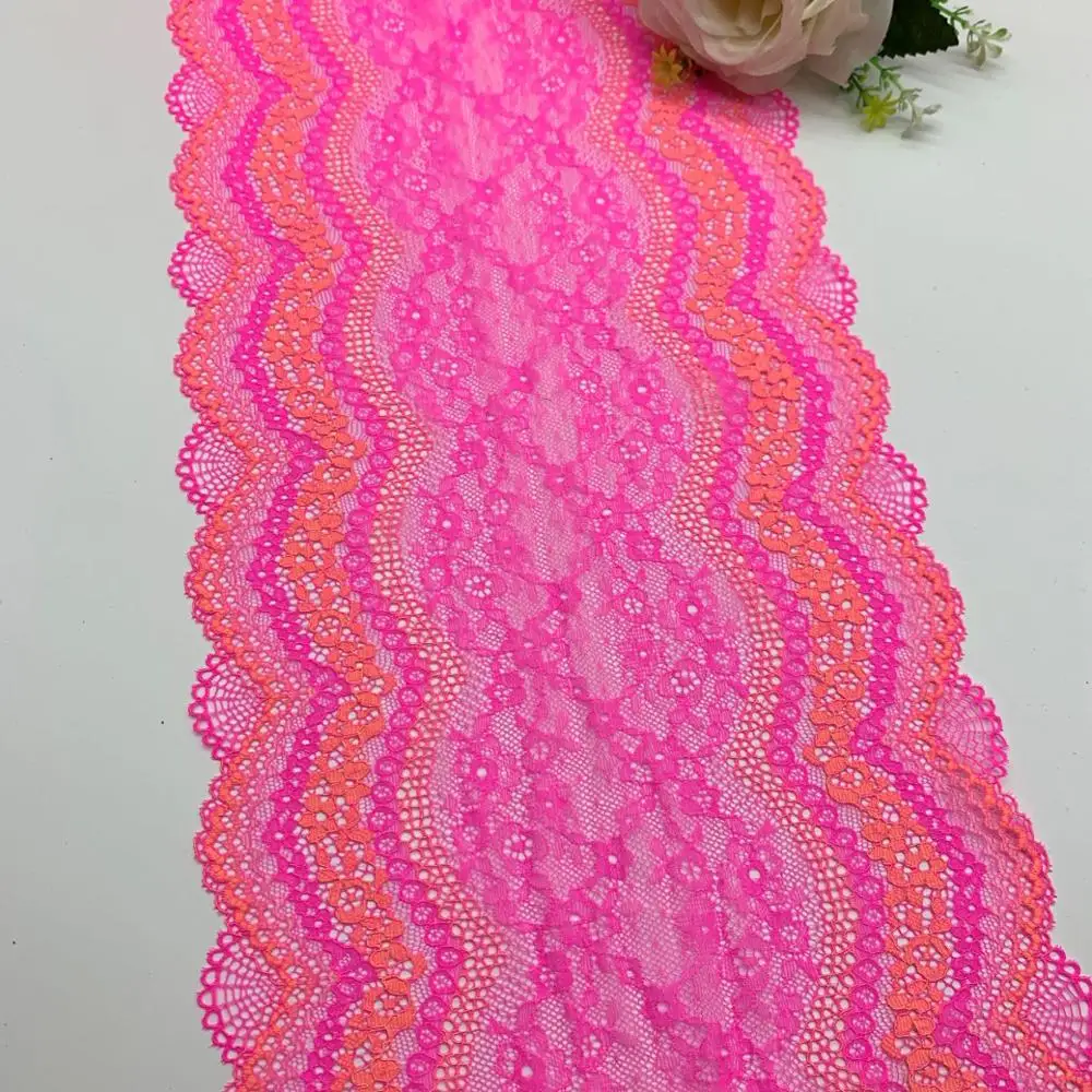 3y/lot 2 colors 24cm Stretch Lace Fabric Pink 1