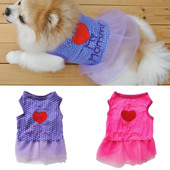 

Heart Letter Printed Dog Dress Summer Dog Clothes Vest Skirt Pet Cloth I Love Mommy Dog Skirt Ruffle Dress Sweet Dog Clothes Hot