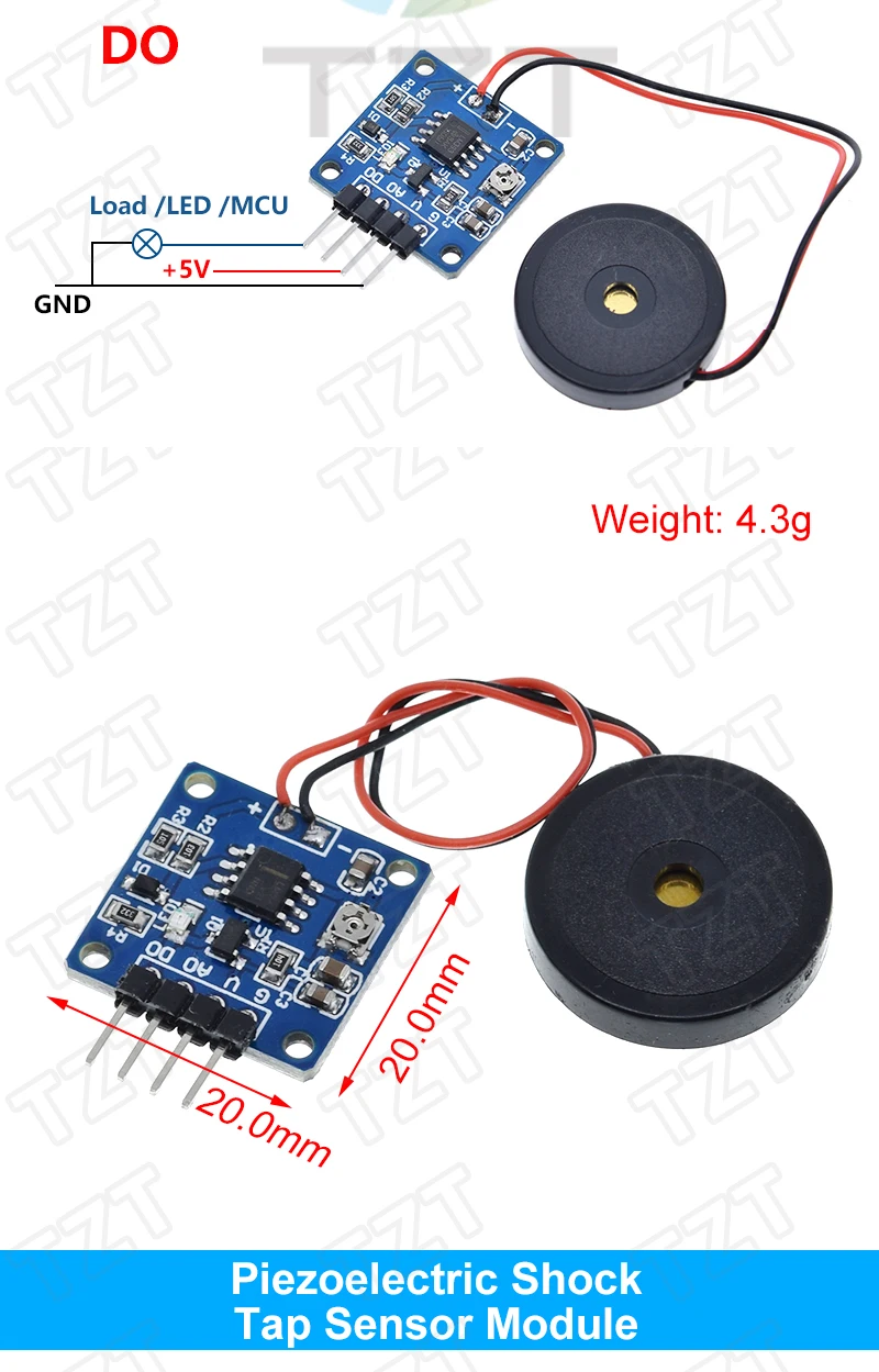 Piezoelektrischer Stoßhahn / Keramik Piezo / 801s Shake / SW-420 / SW18010P / SW-18015P Vibrationsschaltersensormodul für Arduino – Detail 3
