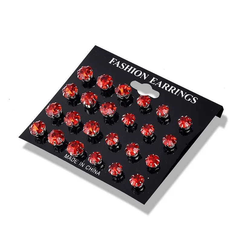 Stud Earrings 12 Pair/Pack AAA CZ Shiny Wedding Stud Earrings Set Women Men Crystal Jewelry Accessories Earing Oorbellen