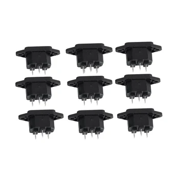 

250V 10A AC Power Socket Panel Mounted IEC320 C14 3 Terminals Plug 9 Pcs