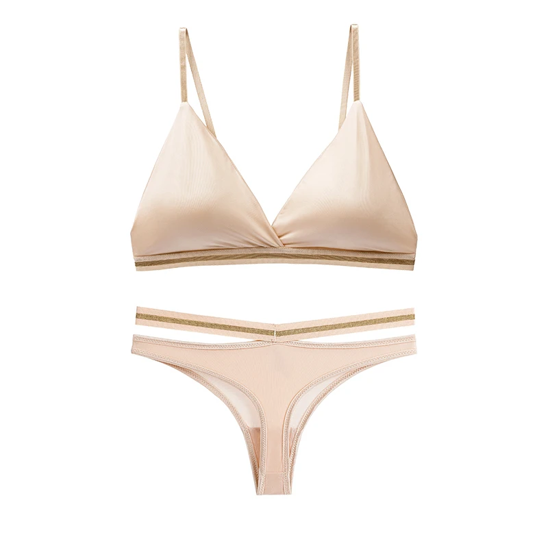 1set Women's Lingerie Sets Bra Brief Woman Bikini Bralette Active Seamless Wire Free Ice Silk Bras Panties Underwear For Woman