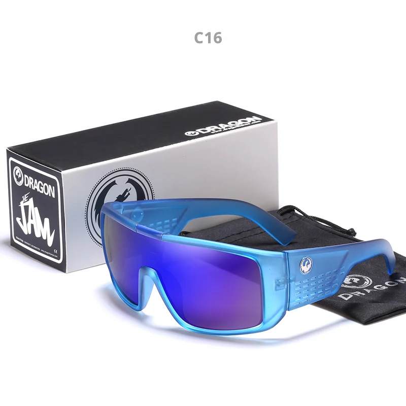 Ветрозащитные зеркальные линзы для мужчин Дракон DOMO для вождения рыбалки Солнцезащитные очки Квадратные очки для мужчин UV400 летние оттенки очки - Цвет линз: C16