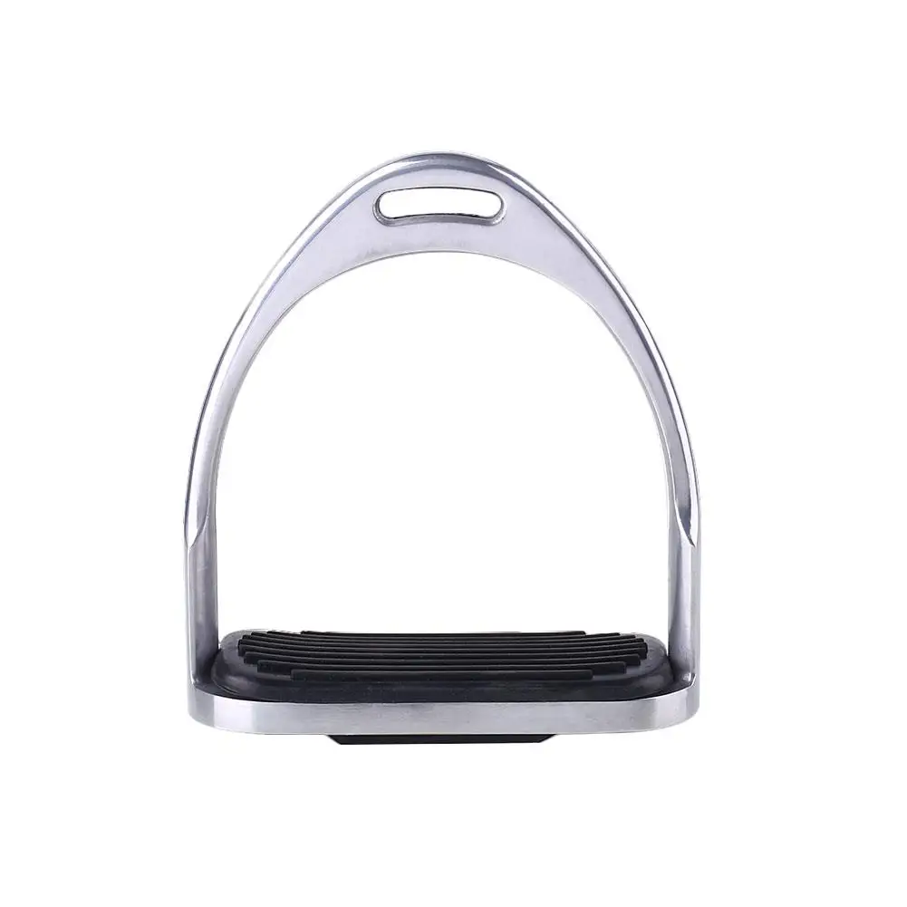 

1 Pair Stirrups Horse Riding Rubber Treads Equestrian Horsing Accessories Silver