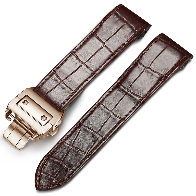 Watchband Alligator Crocodile Grain Leather Watch Band Wristwatch Strap Black Brown 20mm 23mm Men Women Watch Belt - Цвет ремешка: KDY-S-AAC02
