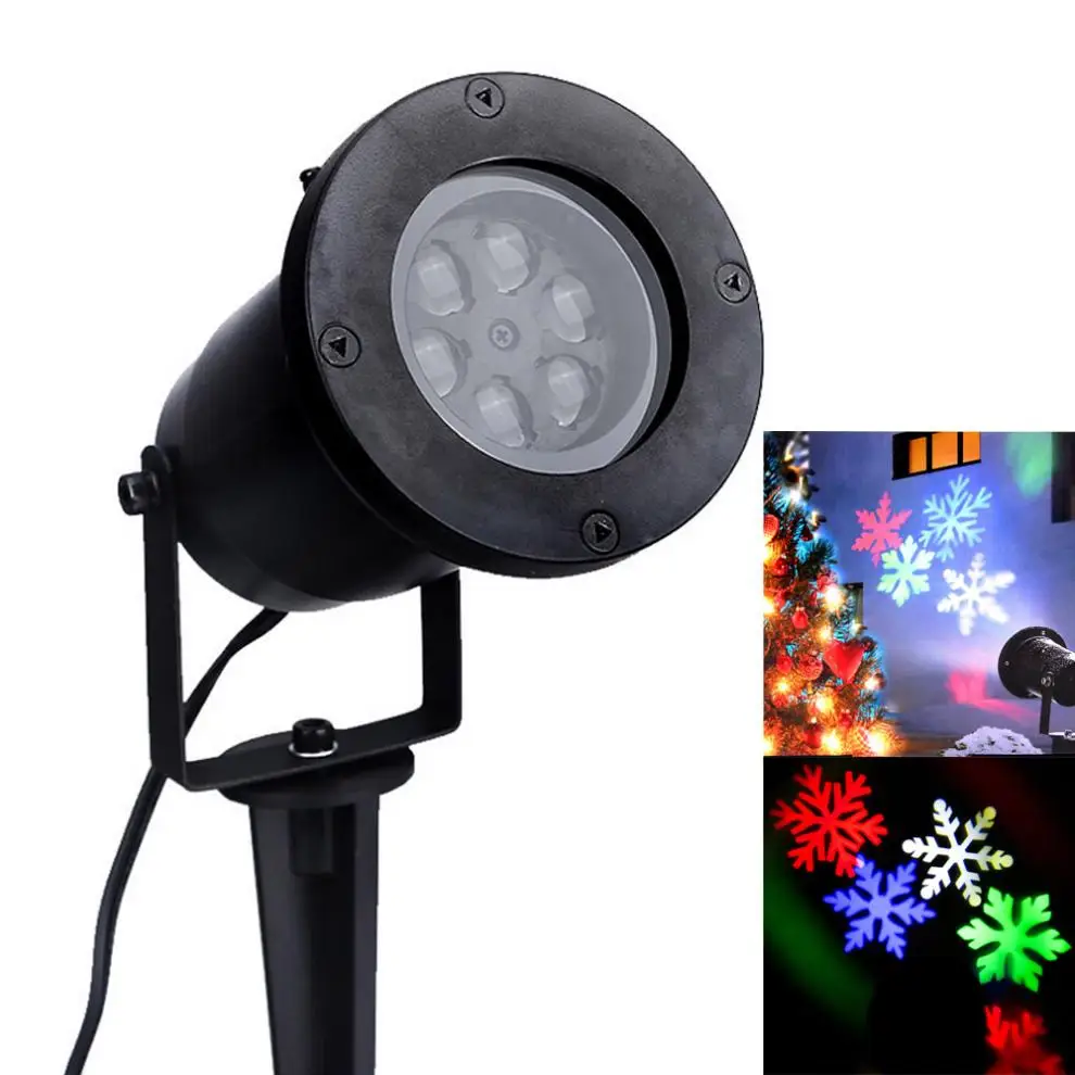 RGB Открытый водонепроницаемый сад дерево движущийся снег лазерный проектор Снежинка светодиодный светильник для сцены Рождественский светильник s