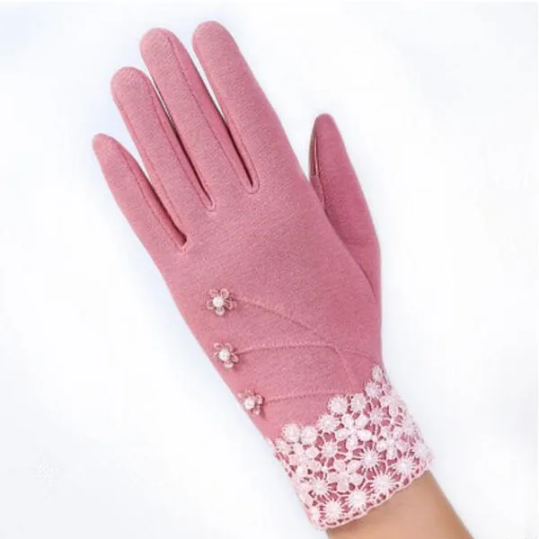 G146 D leather pink VIIANLES перчатки для сенсорного экрана с кружевным бантом женские зимние варежки теплые женские элегантные флокированные теплые перчатки Горячие толстые варежки - Цвет: G146 D leather pink