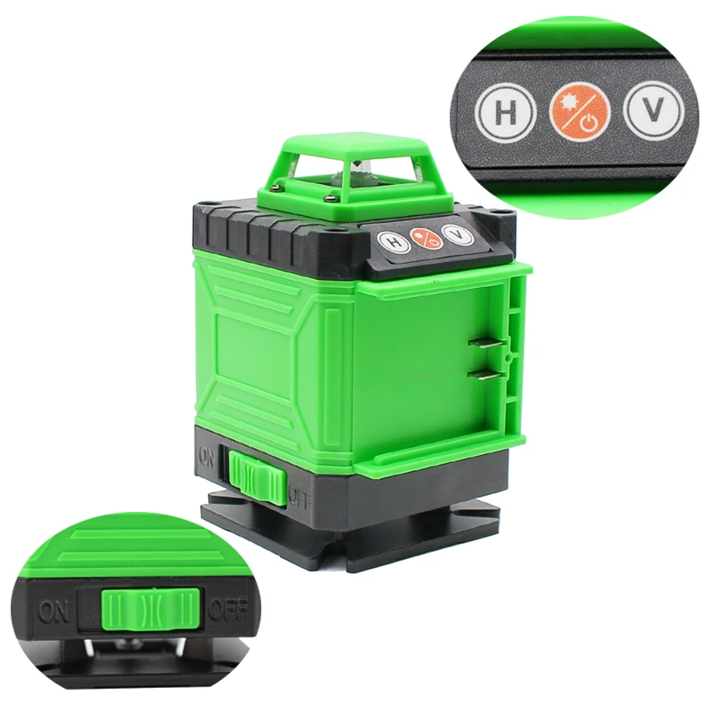 Green Laser Self-Leveling Level Meter 12 Lines or 16 Lines Laser Level Horizontal Vertical Measurement with Lifting Platform