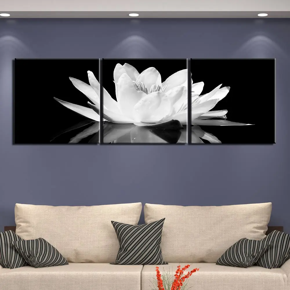 

3 Pieces White Flower Blossom Posters Wall Art Canvas Pictures Home Decor Decorative Print Paintings for Living Room Decorations