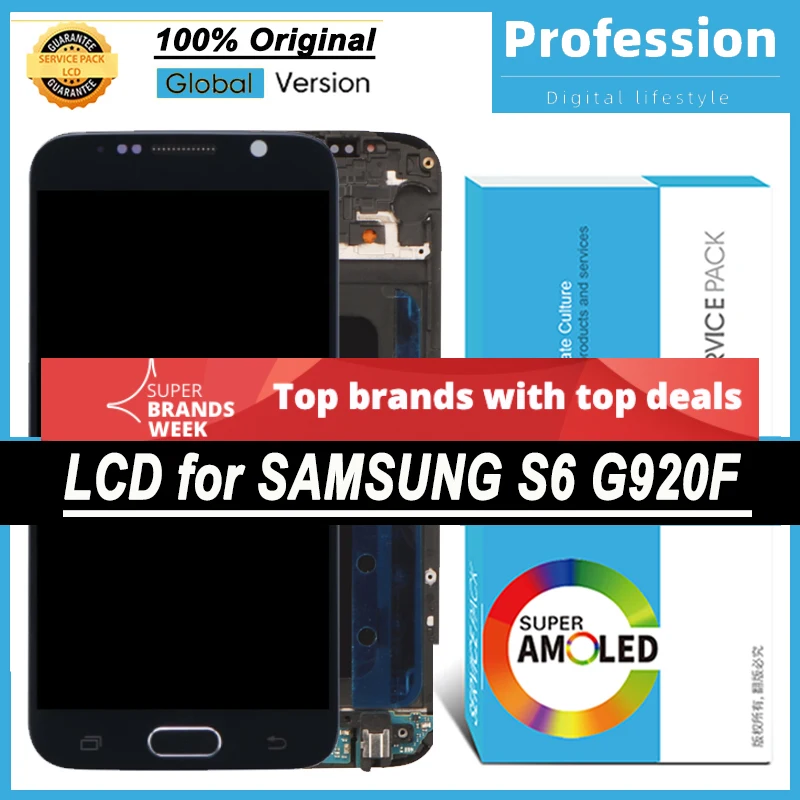 100% Оригинальный 5 1 &quotAMOLED дисплей для Samsung Galaxy S6 G920 SM-G920F G920F ЖК сенсорный экран