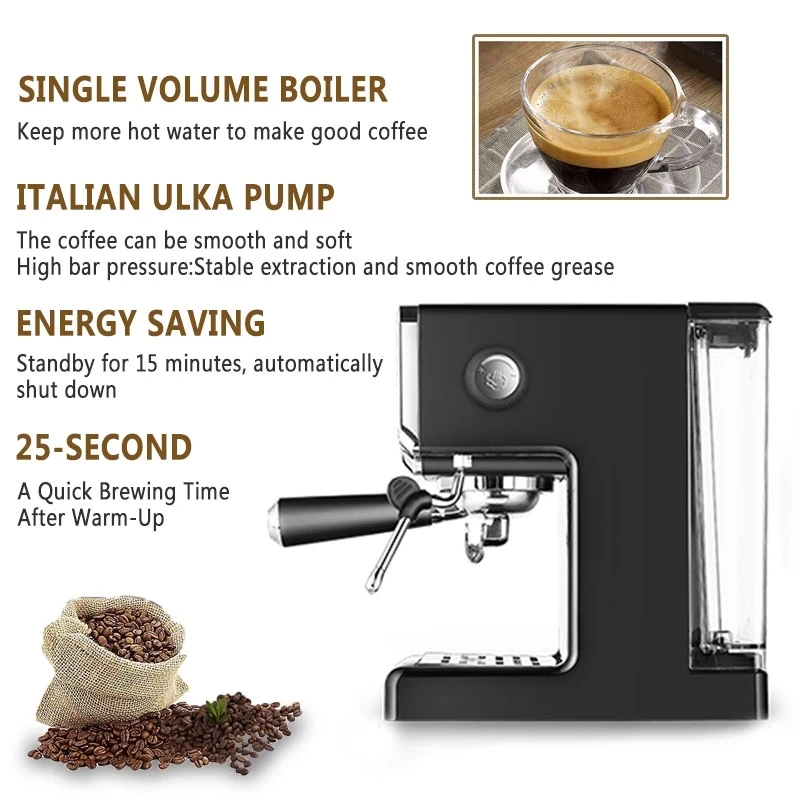 Gemilai Máquina Café Espresso Semiautomática Bomba Italiana - Temu