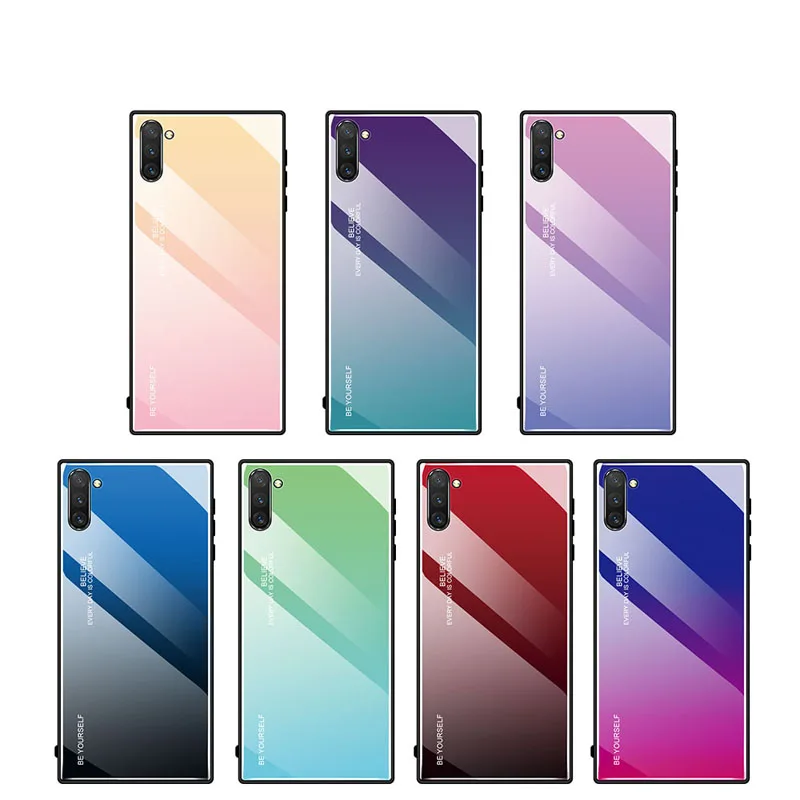 50 шт./лот градиент Цвет Стекло чехол для Samsung Galaxy S8 S9 S9Plus Note 9 10 Pro S10 S10E S10Plus на заднюю панель для телефона