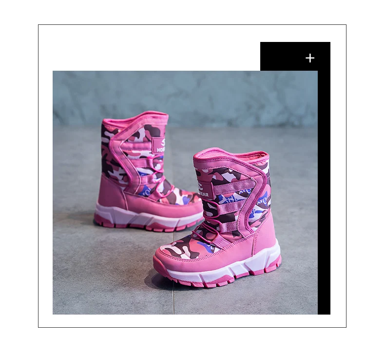 SKHEK-30 градусов зимняя теплая детская обувь, модная Водонепроницаемая детская обувь, ботинки для мальчиков и девочек, идеально подходят для детских аксессуаров