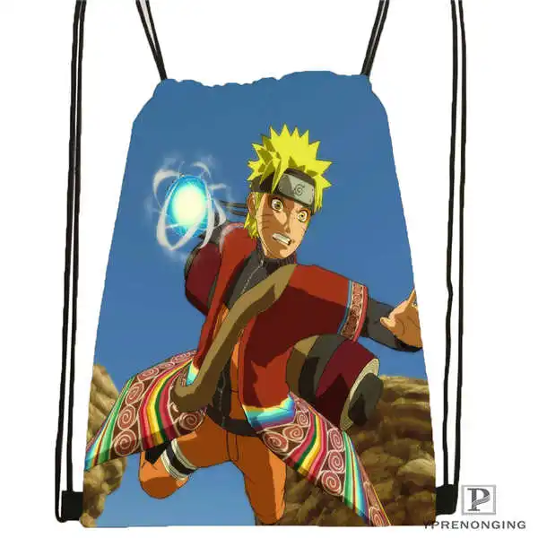 Drawstring Backpack Стикеры с Наруто Uzumaki походная сумка на шнурке милый рюкзак для детей(черная спинка) 31x40 см#180531-04-35 - Цвет: Drawstring Backpack