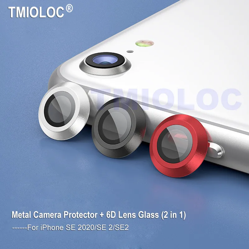 Защитное стекло для камеры iPhone SE 2020 + металлическое кольцо защиты объектива чехол