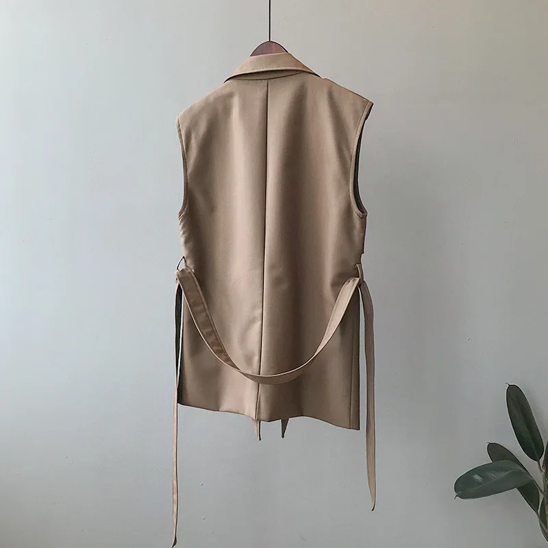 Hzirip Fahion Minimalist Sleeveless Vest Trench Coat Elegant OL Overcoat 2020 New Autumn Loose Lapel Casual Windbreaker Tops