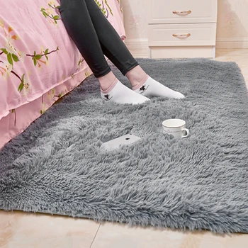 

Non-slip Carpet Plush Fluffy Rugs Anti-Skid Shaggy Area Rug Thicked Washed Silk Wool Floor Fluffy Mats For Living Room Home Dec