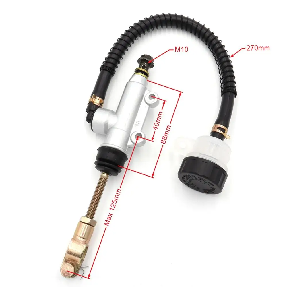 Silver Rear Foot Brake Master Cylinder Pump Quad ATV Hydraulic With Reservoir For Pit Dirt Bikes Motorcycle motorcycle brake lever motorcycle brake fitting