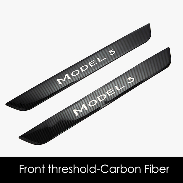 Steel Car Door Sill Scuff Plate for Tesla MODEL 3 Welcome Pedal Strip Carbon fiber Type Door Decoration Wrap Cover