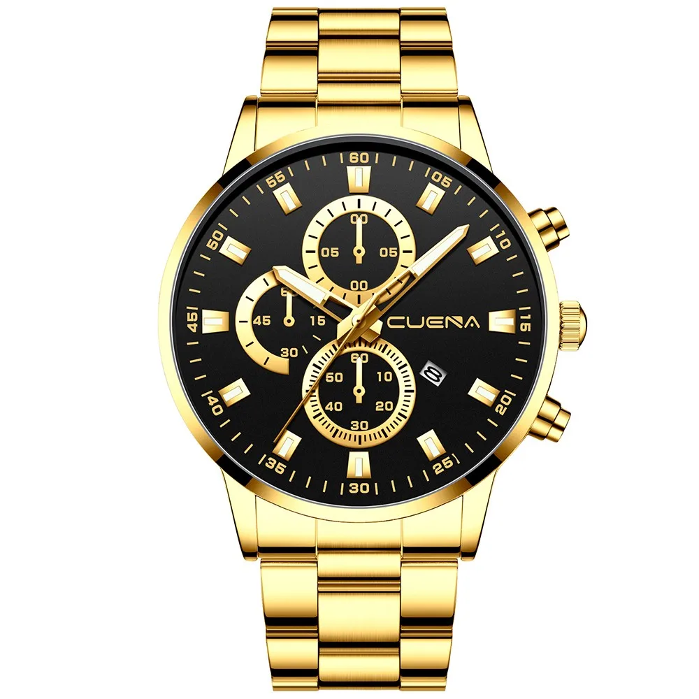Мужские деловые часы CUENA, аналоговые кварцевые наручные часы из нержавеющей стали, спортивные наручные часы с датой, водонепроницаемые мужские часы - Цвет: A