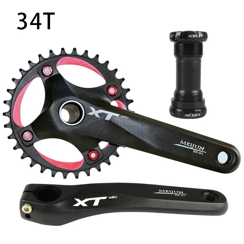 Black 34T MEIJUN MTB велосипед горный велосипед цепь 34 T-38 T W/Нижний Кронштейн Cranks набор - Цвет: Black 34T