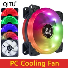 QITU-ventilador con cubierta para ordenador, enfriador silencioso de 90mm, 4 pines, PWM, 9CM, RGB, 12V, CC, velocidad ajustable, 92mm