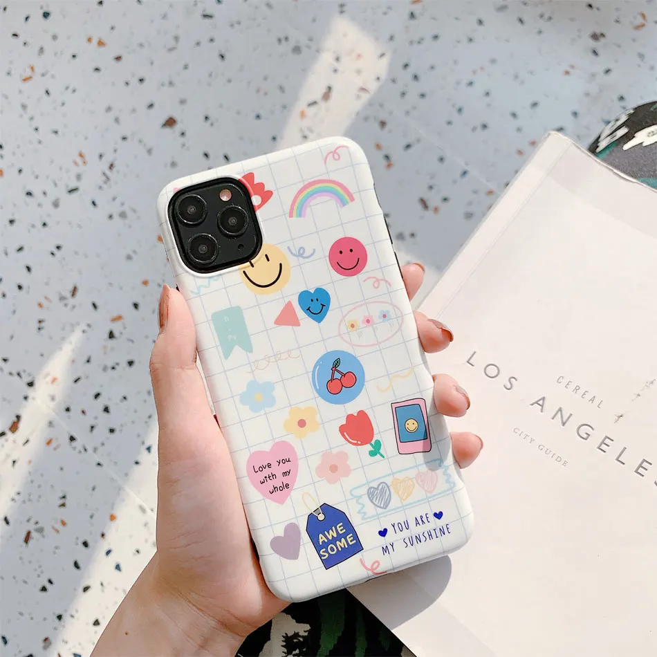 White Для iphone 11 чехол с геометрическим смайликом Модный мягкий ТПУ чехол для телефона для Apple iphone 7 8 plus X XR XS MAX чехол - Цвет: White