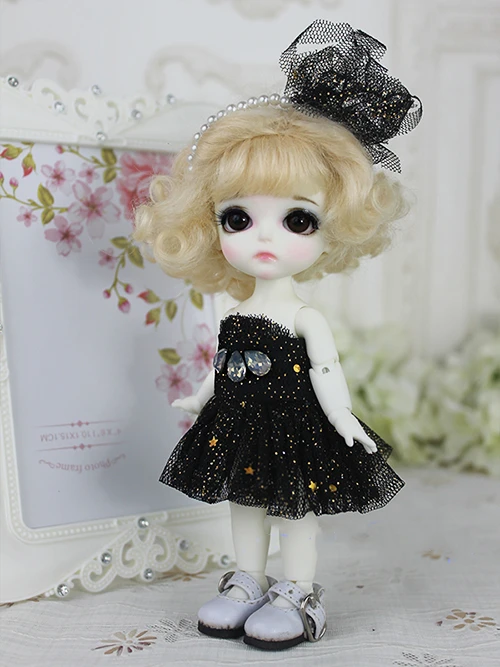 BJD SD кукла мини одежда черная лолита кружевное платье костюм для 1/6 1/8 Кукла Одежда