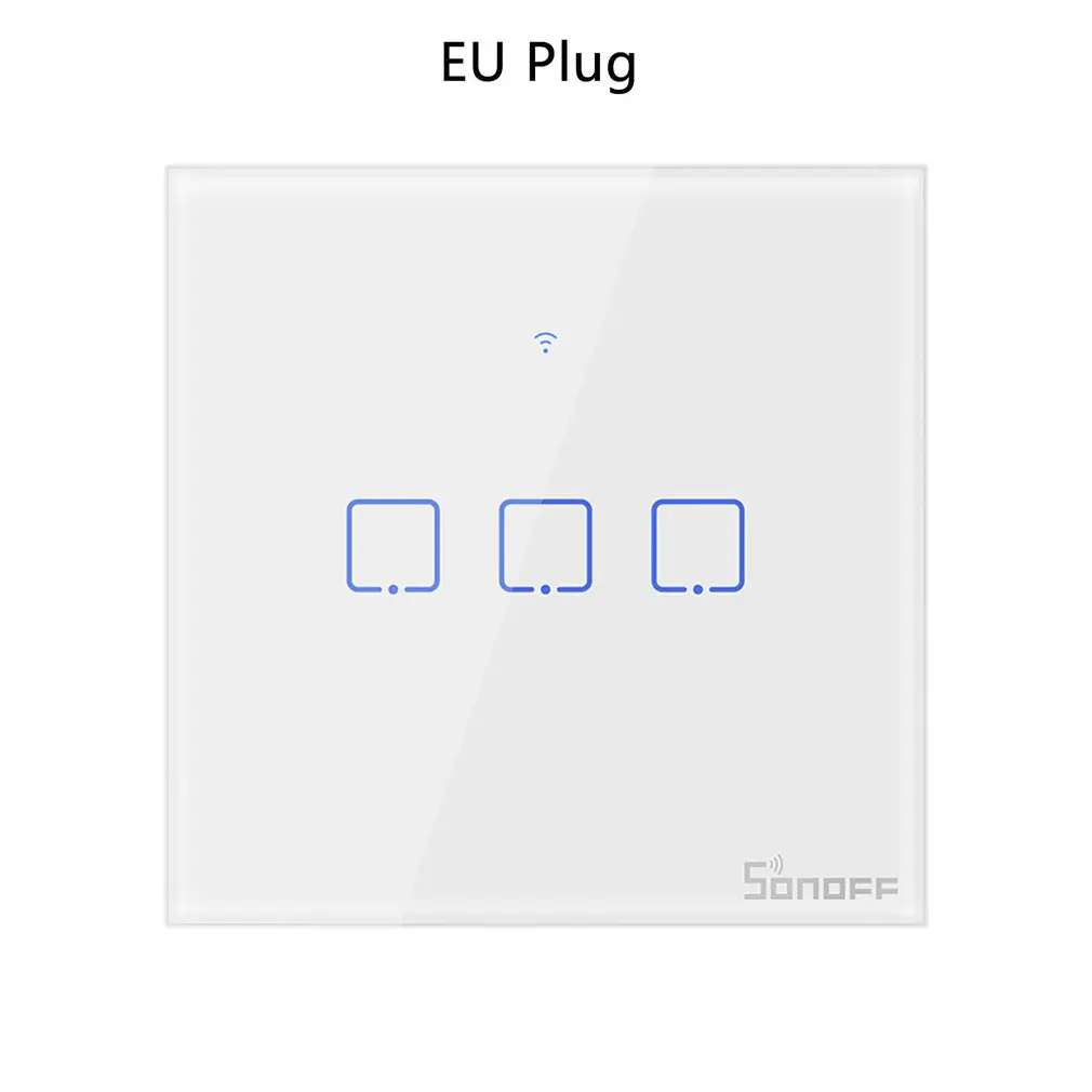 

T0/T1/T2/T3 EU PLUG TX Wifi Touch Wall Light Wireless Switch Smart Home 1/2/3 Gang Voice/APP Remote Control With Alexa Google