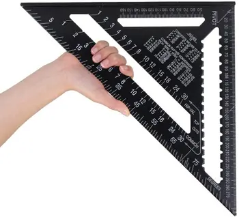 

Angle Ruler 7 inch Metric Aluminum Alloy Triangular Measuring Ruler Woodwork Speed Square Triangle Angle Protractor 90 degree