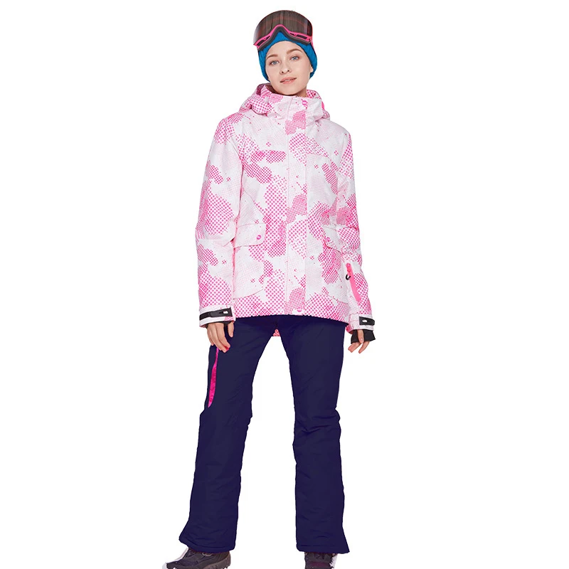 

2019 Womens Ski Suits Hoodie Warm Jackets Overalls Sport Female Snow Clothes Waterproof Snowboarding Woman Clothing Sets