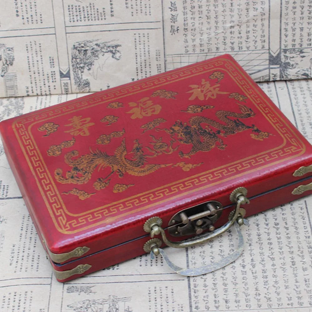  Antique Mahjong Box Mini Mahjong High Quality Party Game Travel Portable Mahjong Chinese Toys with 