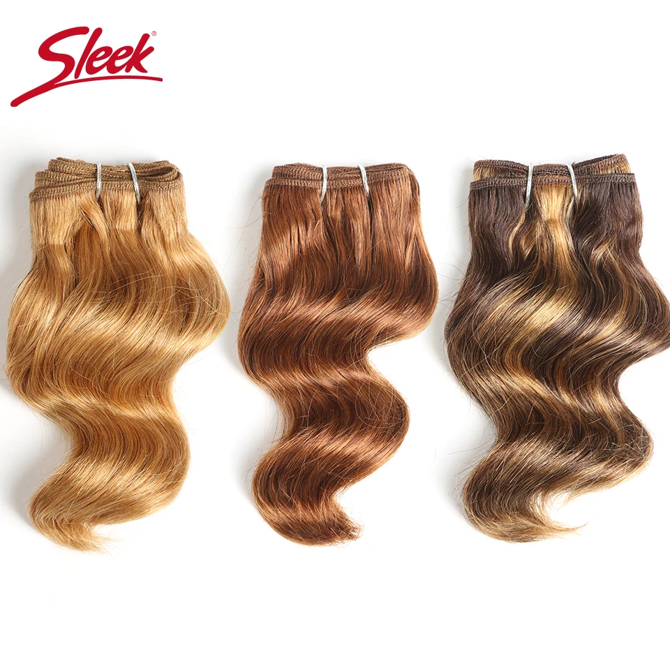 3Pcs/Lot Sleek Hair Brazilian Nature Body Wave Human Hair Double Drawn Piano Color 4/27# 27# Burg# Bundles Extension