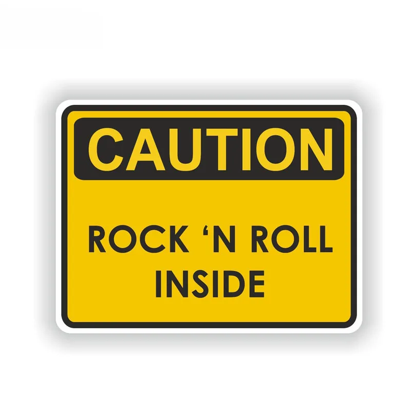 

Caution Rock N Roll Inside Warning Music Sound Heavy Car Stickers and Decal Cover Scratches Motorcycle Car Decoration KK 14*11cm