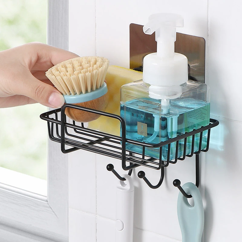 1PCS Wall Mounted Bathroom Shelves Multifunction Storage Rack Self