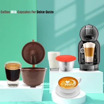 

i Cafilas Stainless Steel Reusable Coffee Capsules and Milk Combo Set Compatible with Nescafe Dolce Gusto Brewer Stainless Steel