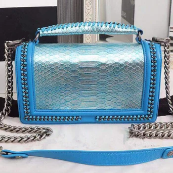 

Real leather blue black Ladies bag Chain shoulder bag women crossbody handbag New Fashion