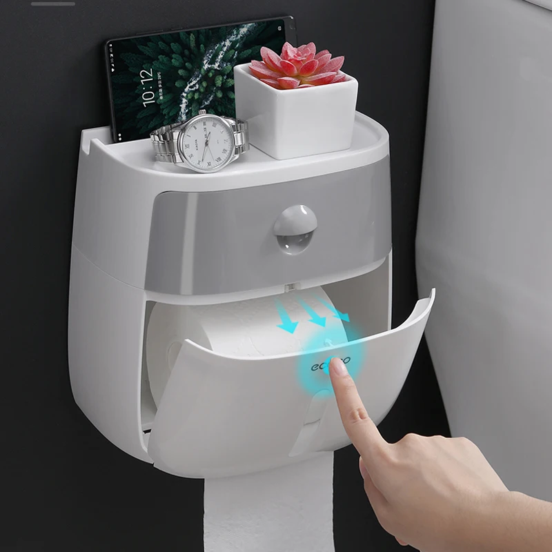 Toilet Paper Holder Wall Mounted Paper Towels Holder For Kitchen Bathroom Toilet Storage Box Roll
